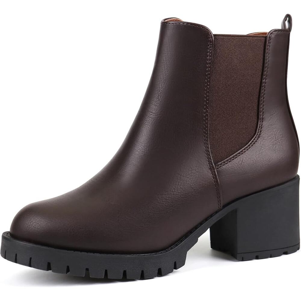 JABASIC Women's Chelsea Boots,‎ Booties, Chunky Heel, Slip On Sz 8